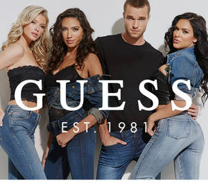 Bakgrunnsbilde med denim Guess overall-antrekk — Nøytral Bakgrunner
