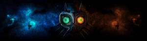 Dobbel skjerm skull kid majoras mask bakgrunnsbilde. — 3840x1080 Bakgrunner