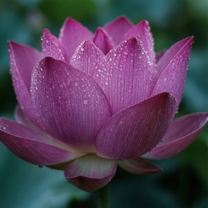 Nærmakro av en lotus med duggdråper, livaktig lilla og rosa. — Lotusblomst Bakgrunner