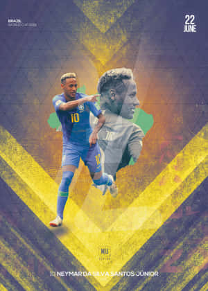 Dynamisk Neymar Jr i aksjon under en profesjonell fotballkamp — iPad 10. generasjon Bakgrunner