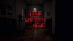 Skummel Home Sweet Home på mørkt rom-bakgrunn — True Black Bakgrunner