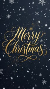 Elegant gull 'God Jul' kalligrafi på en mørk bakgrunn med snøflak. — God jul Bakgrunner