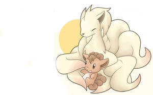En enkel tegning av Ninetales og Vulpix — Pokemon-telefon Bakgrunner