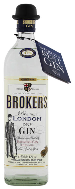 En flaske Brokers Gin med den karakteristiske bowlerhatten — Motorola Razr Bakgrunner