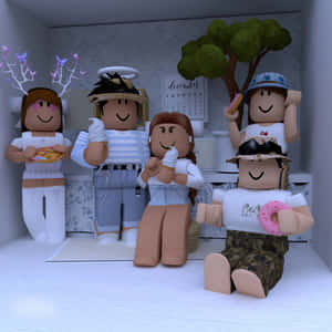 en gruppe mennesker i en boks — Estetisk Roblox Bakgrunner
