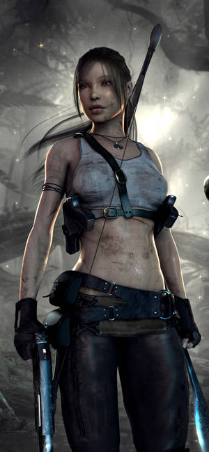 Lara Croft iPhone — Galaxy A18 Bakgrunner