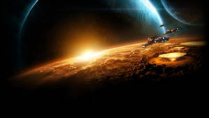 Planetlandingsbilder i strategispillet Starcraft rom bakgrunnsbilde