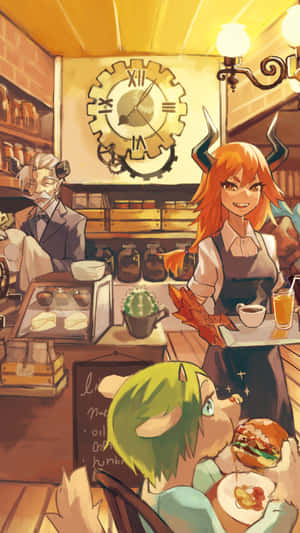Anime kafébakgrunn — Søt animejente Bakgrunner