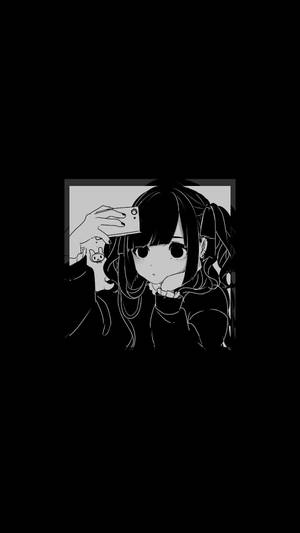 Enkel trist animejente svart/hvitt
