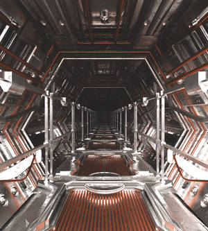 Forhåndsvisning bakgrunnsbilde tunnel, korridor, perspektiv, kunst, sci-fi — Galaxy Z Fold Bakgrunner