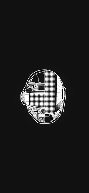 Daft Punk med innsiden av hjelmene smeltet sammen bakgrunnsbilde.
