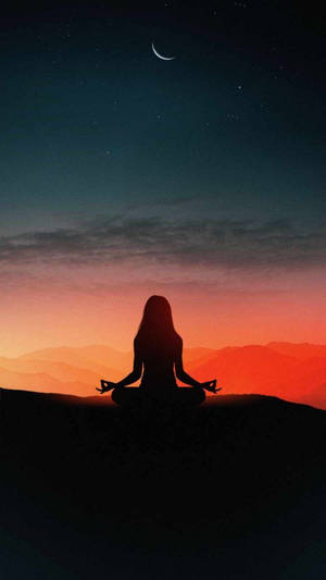 Estetisk iPhone X Jente Yoga — Solnedgang Bakgrunner