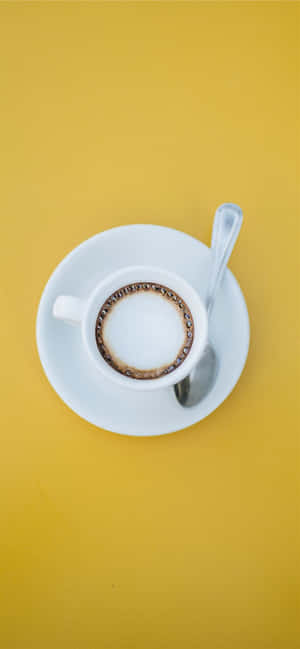 Estetisk Kaffe Med Teskje — Galaxy S24 FE Bakgrunner