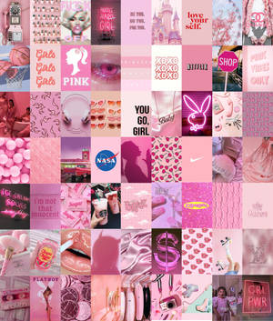 Estetisk pastellrosa collage bakgrunnsbilde — Galaxy Z Fold 6 Bakgrunner