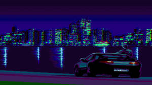 Estetisk retro 8bit bybilde — Estetisk retro Bakgrunner