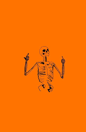 Estetisk søt Halloween-skjelett oransje kunst — Søt Halloween Bakgrunner