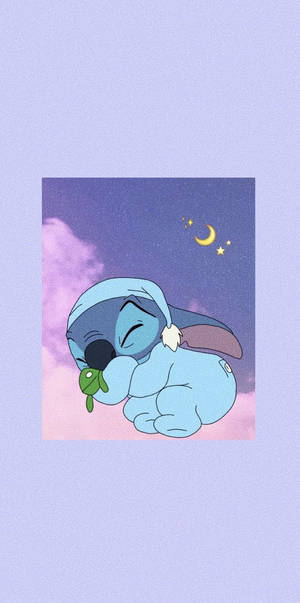 Estetisk tegneserie sovende Stitch på himmelen