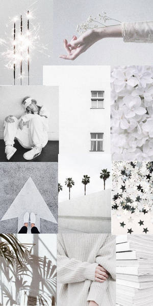Estetisk grå og hvit collage