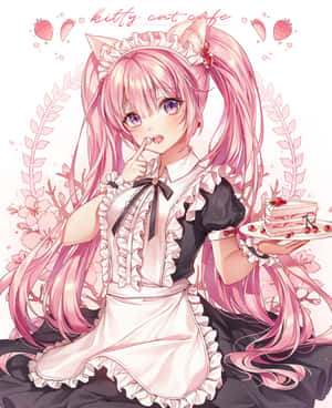 Rosa anime-estetiske bilder — Pixel Fold Bakgrunner