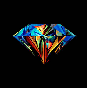 Kult bakgrunnsbilde av fargerik 3D stor diamant som glitrer på en svart bakgrunn. — Galaxy Z Flip7 FE Bakgrunner