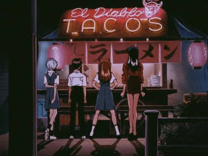 Evangelion Søt Retro Anime-estetikk — Søt anime-GIF Bakgrunner