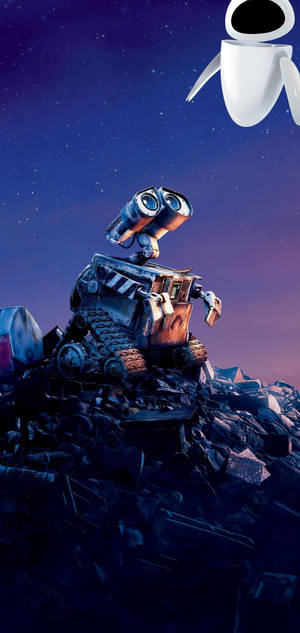Galaxy S10 Plus Wall-E og Eve bakgrunnsbilde — iPhone 16 Pro Bakgrunner