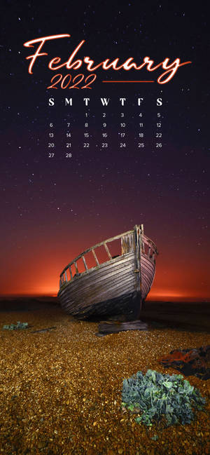Februar 2022 Kalender Ved Strandkanten bakgrunn — iPhone 17 Pro Bakgrunner