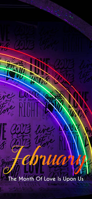 February With Neon Rainbow bakgrunnsbilde — iPhone 17 Pro Max Bakgrunner