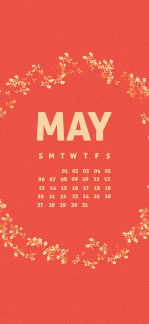 Rød maikalender med blomster bakgrunnsbilde. — iPhone 12 mini Bakgrunner