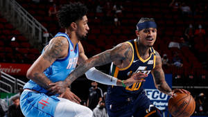 Fengende basketballspiller Jordan Clarkson bakgrunn — OLED Bakgrunner