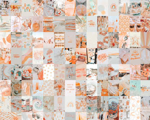 Fersken-estetisk collage med mønstre — Estetisk collage Bakgrunner