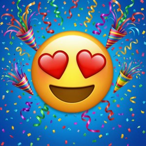 Hjerteøye-emoji med konfetti for en feiringsbakgrunn. — Motorola Razr 2026 Bakgrunner