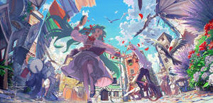 Festlig animes dans bakgrunnsbilde — Anime dans Bakgrunner