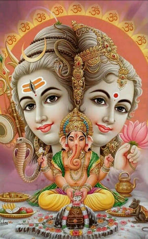 Festlig Shiva Parvati Sammensmeltet Hode Og Ganesha — Xiaomi Pad Mini Bakgrunner