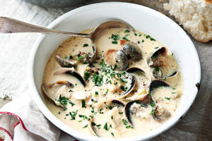 Fiske- og muslingsuppe bakgrunnsbilde — Dempet Bakgrunner