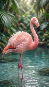 Pastellrosa flamingo i tropisk vann — iPhone 7 Plus Bakgrunner