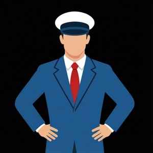 En minimalistisk flat vektor kapteinsfigur med rene linjer. — True Black Bakgrunner