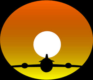Flysilhuett solnedgang