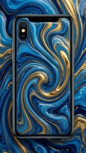 Abstrakt flytende bakgrunnsbilde med iPhone X.