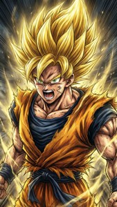 Gokus første Super Saiyan-transformasjon, ikonisk brøl. — Goku Bakgrunner