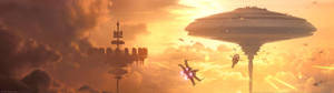 Dobbel skjerm star wars battlefront bespin-bakgrunn. — 32:9 Bakgrunner
