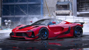 Rød Ferrari som spruter vann iPad