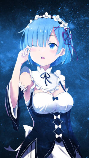 Galaxy-telefonbakgrunn med Rem fra Re:Zero