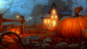 Gammeldags Halloween-hus i skogen