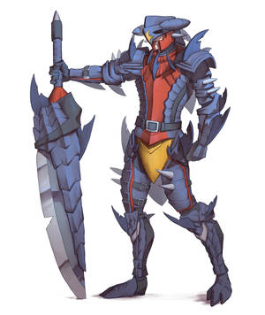 Garchomp mannlig rustning bakgrunn — Galaxy Z Fold 6 Bakgrunner