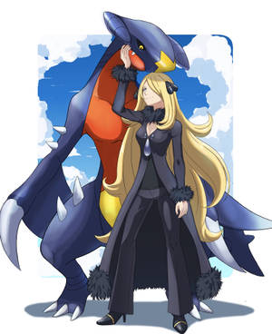 Garchomp og Cynthia-fanart-tapet — Galaxy Z Fold 5 Bakgrunner