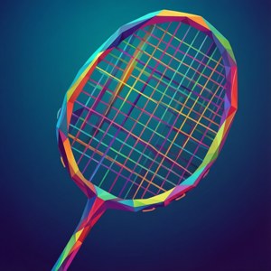 En abstrakt geometrisk komposisjon som danner en badmintonracket i lavpoly-stil med livfulle gradientfarger. — Motorola Razr 2026 Bakgrunner