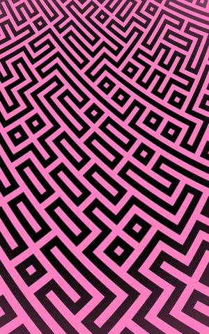 Geometrisk mønster laget av svarte linjer på lys rosa overflate. Mønstret abstrakt datamaskindesign. — Honor Pad 20 Pro Bakgrunner