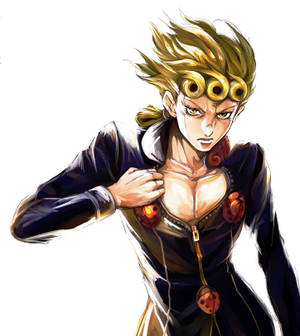 Giorno Giovanna mørk dress med marihøne-emblem spektakulært bakgrunnsbilde kunstverk — Vivo X Fold3 Pro Bakgrunner