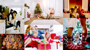 Glad Familie Julekollasj bakgrunnsbilde — Julekollasj Bakgrunner